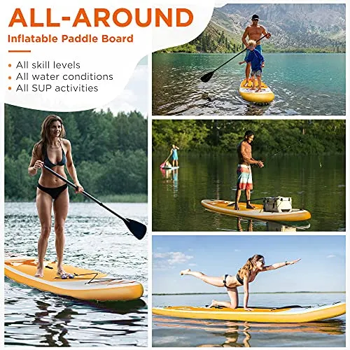 10’10”x30”x6”, 308lbs Capacity, All-around Inflatable Stand Up Paddle Board - Stable, Versatile, Durable and Lightweight SUP for All Skill Levels, Paddleboard Accessories & Carry Bag Included (Orange)