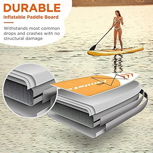 10’10”x30”x6”, 308lbs Capacity, All-around Inflatable Stand Up Paddle Board - Stable, Versatile, Durable and Lightweight SUP for All Skill Levels, Paddleboard Accessories & Carry Bag Included (Orange)