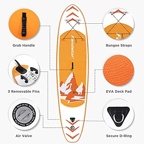 10’10”x30”x6”, 308lbs Capacity, All-around Inflatable Stand Up Paddle Board - Stable, Versatile, Durable and Lightweight SUP for All Skill Levels, Paddleboard Accessories & Carry Bag Included (Orange)