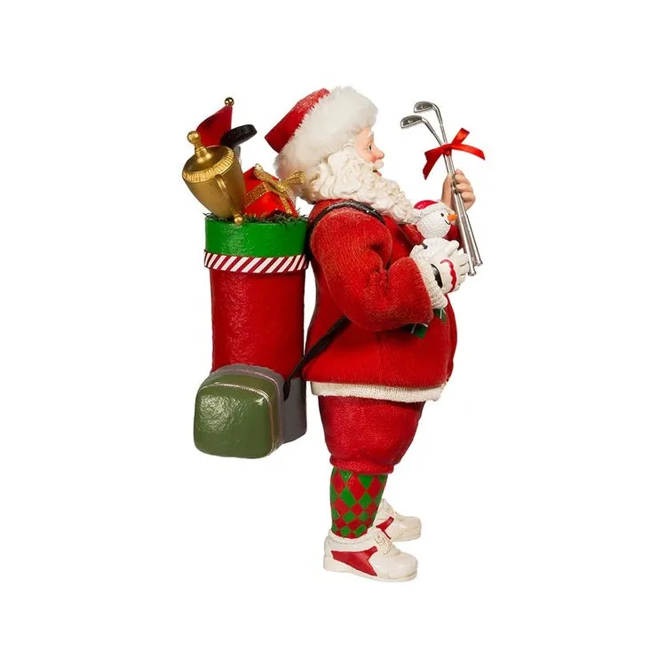 10.5" Fabriche Golf Santa Tabletop Decoration