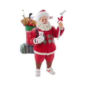 10.5" Fabriche Golf Santa Tabletop Decoration