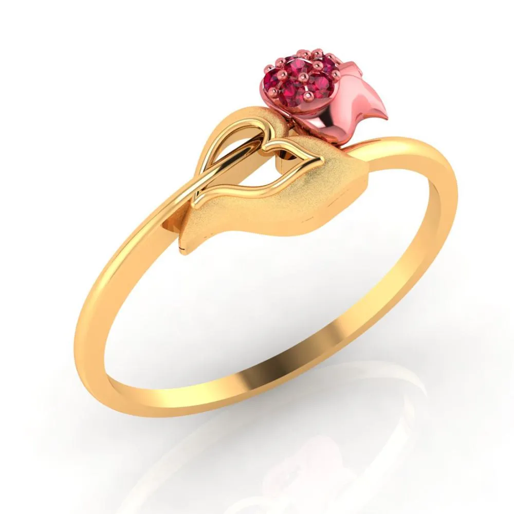 14k Gold Ring With An Intricately-detailed Tulip On Top