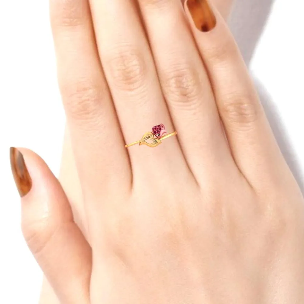 14k Gold Ring With An Intricately-detailed Tulip On Top