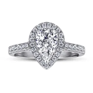 (1.5CT) Water-drop Zircon Soleste Halo Silver Ring for Women