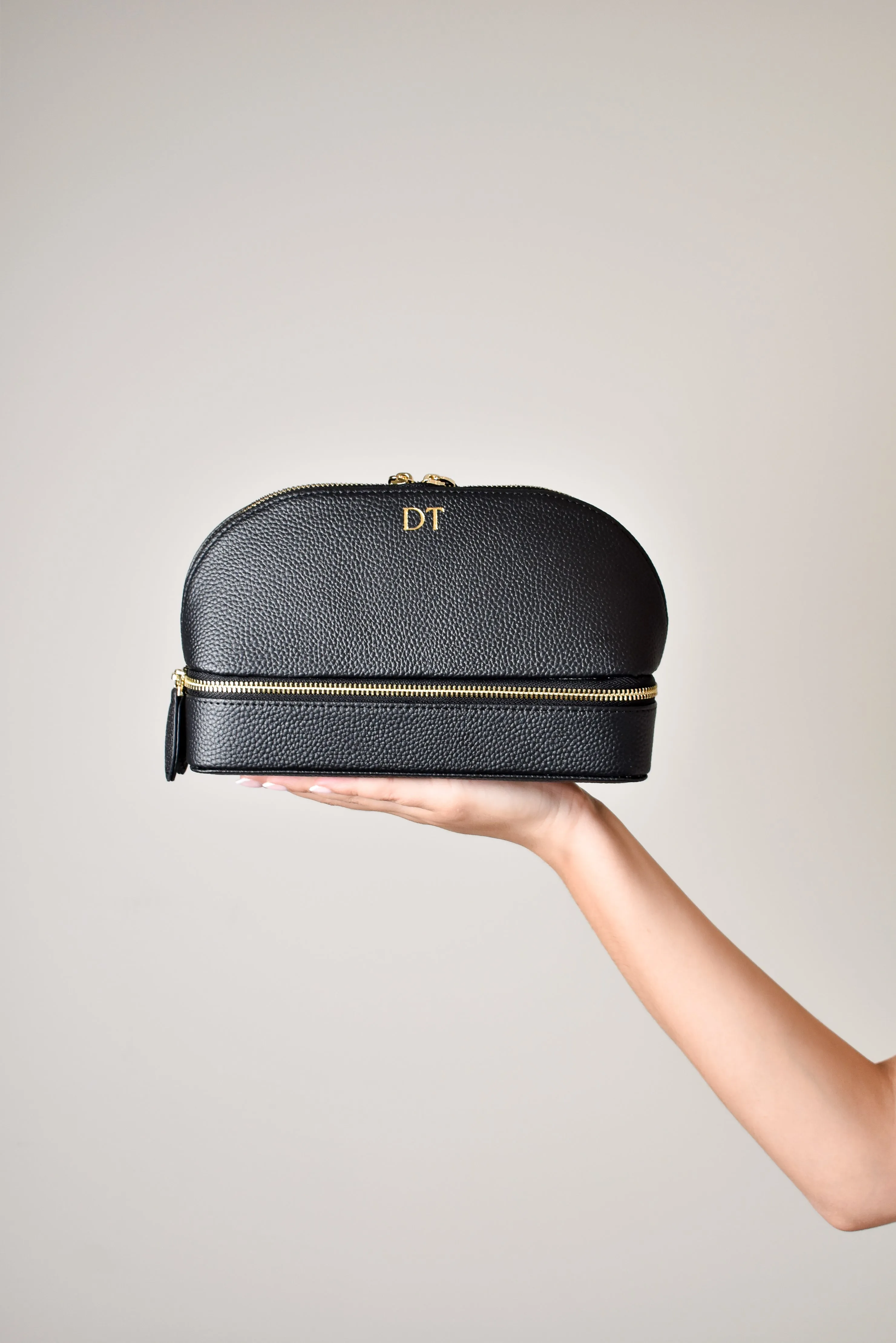 2 in 1 Jewellery Box and Makeup Bag - Black