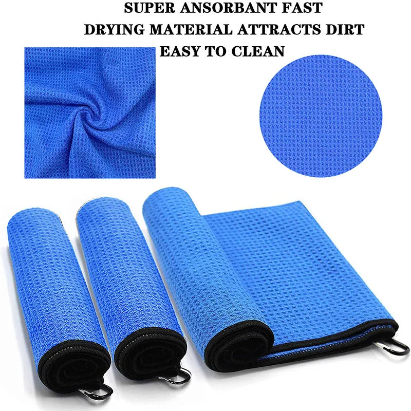 3 Pack Golf Towels with Clip for Golf Bags 16X16 Inch