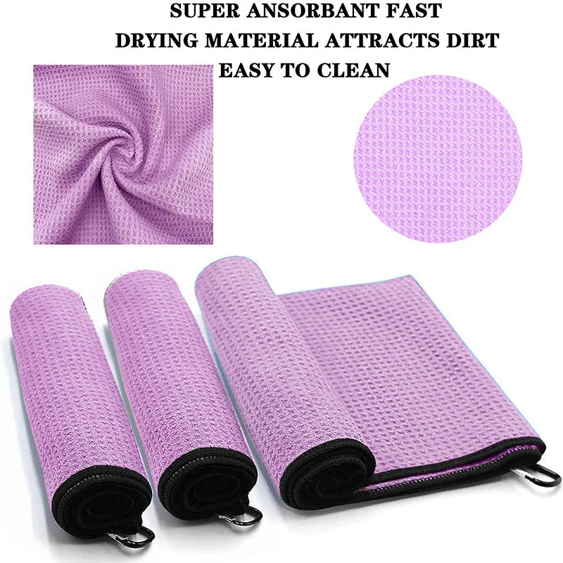 3 Pack Golf Towels with Clip for Golf Bags 16X16 Inch