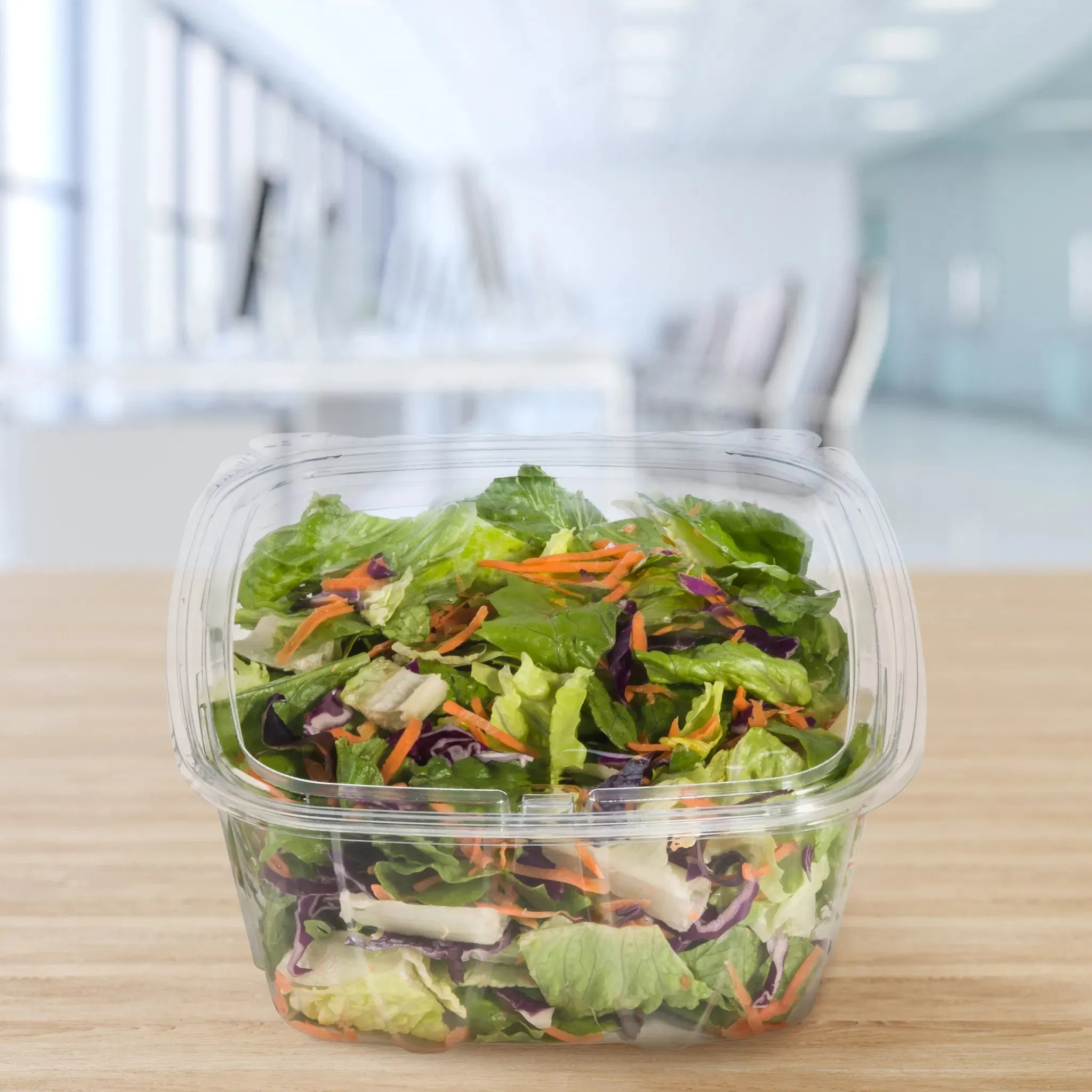 64 oz PET Plastic Tamper-Evident/Resistant Container w/ Flat Lid - Clear (200 Per Case)
