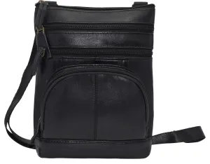 807BK Crossbody Bag for Women Genuine Leather Multi-Pocket Purse with Adjustable Strap & Built-In Wallet