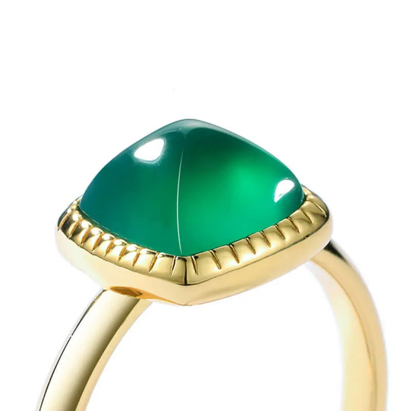 925 Silver Square Green Onyx Adjustable Ring