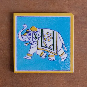 Aesthetic Heritage Elephant Designed Ceramic Square Tile