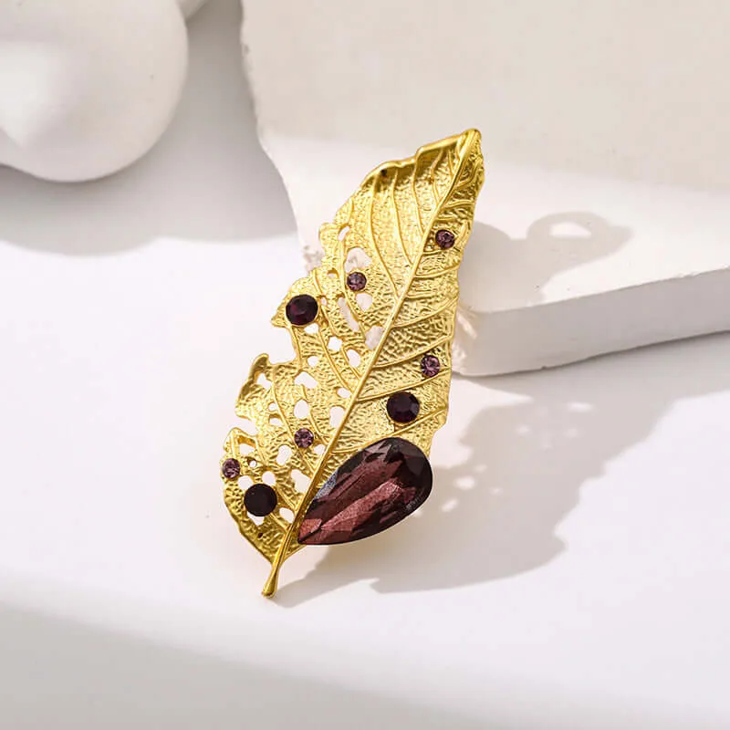 Alloy Gold Dead Leaf Brooch