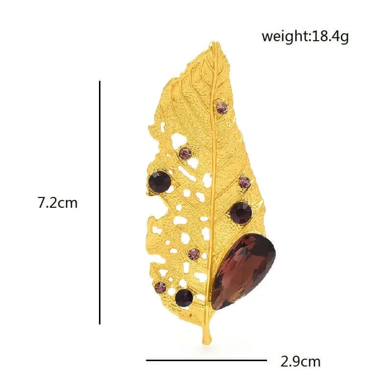 Alloy Gold Dead Leaf Brooch