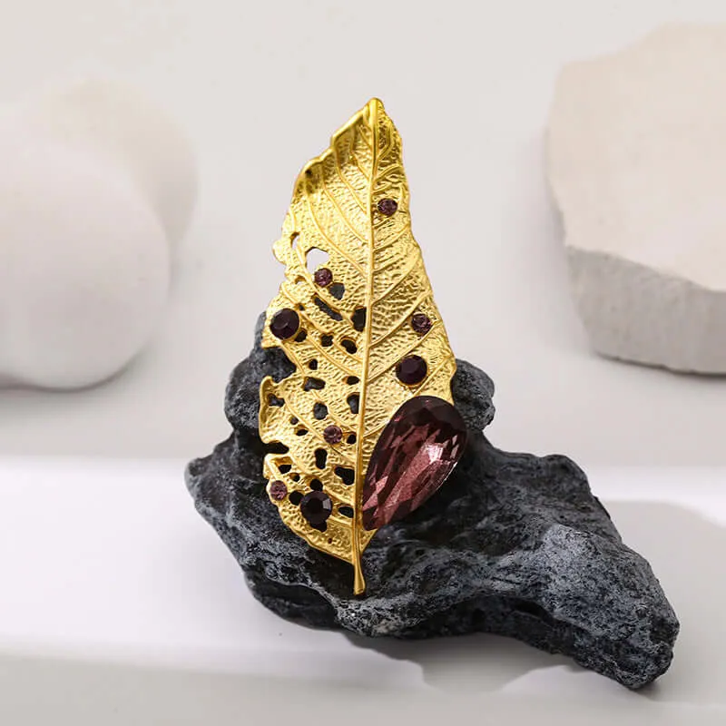 Alloy Gold Dead Leaf Brooch