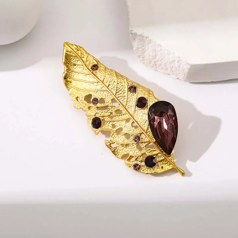 Alloy Gold Dead Leaf Brooch