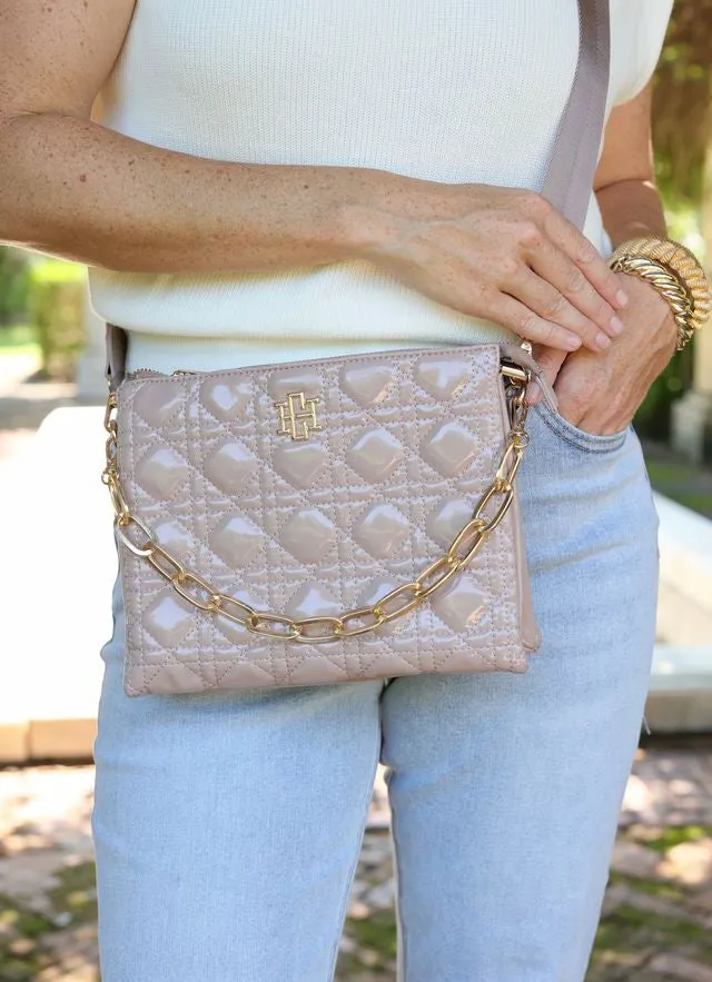 Ariana Crossbody Taupe Patent