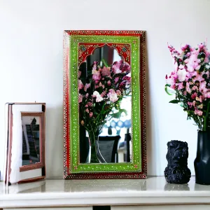 Artisanal Splendor: 25x46cm Handpainted Mirror