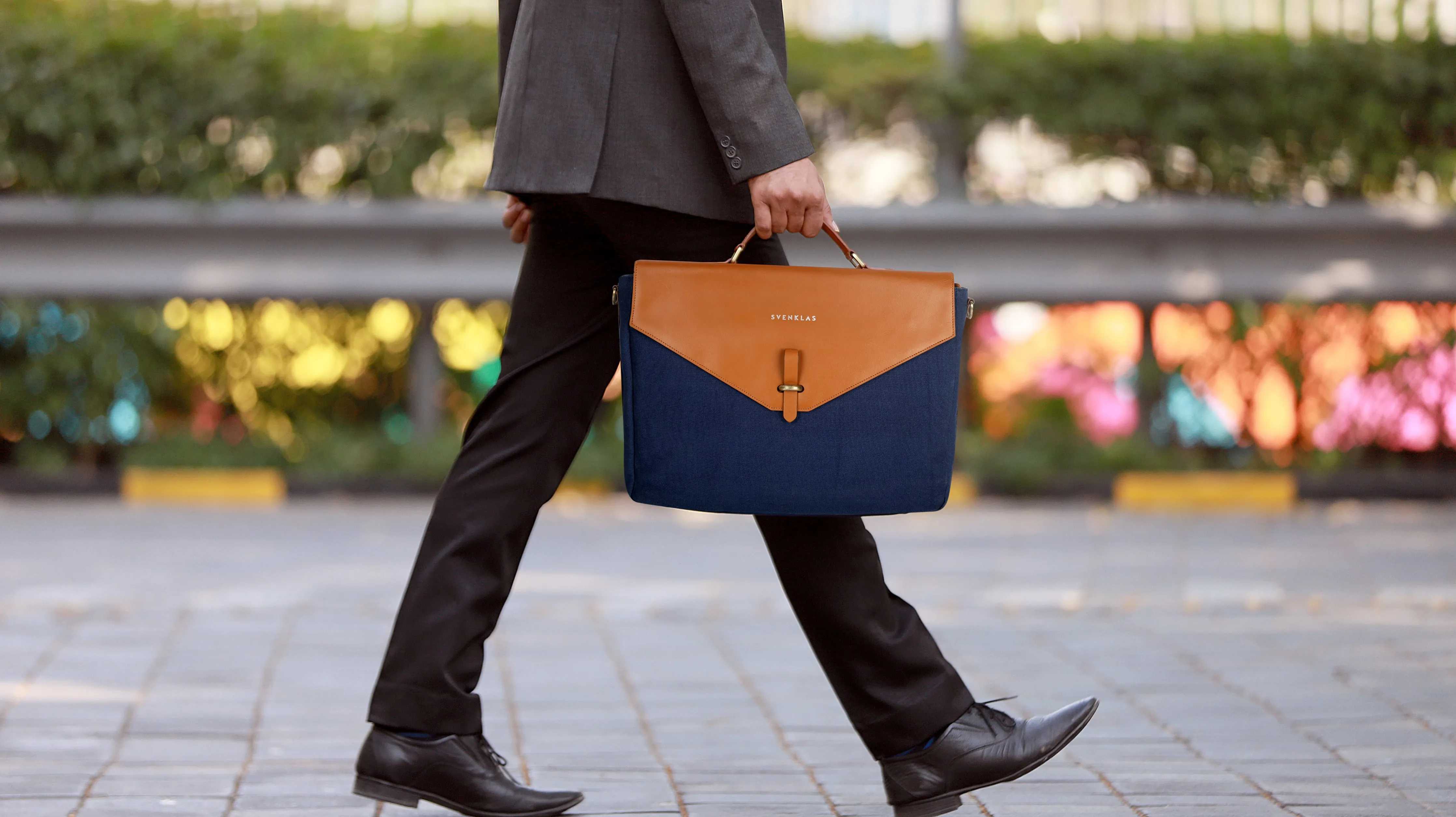 Astrid Briefcase - Cognac Blue