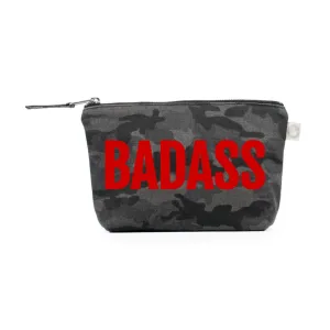 BADASS Makeup Bag Black Camo with Red Matte