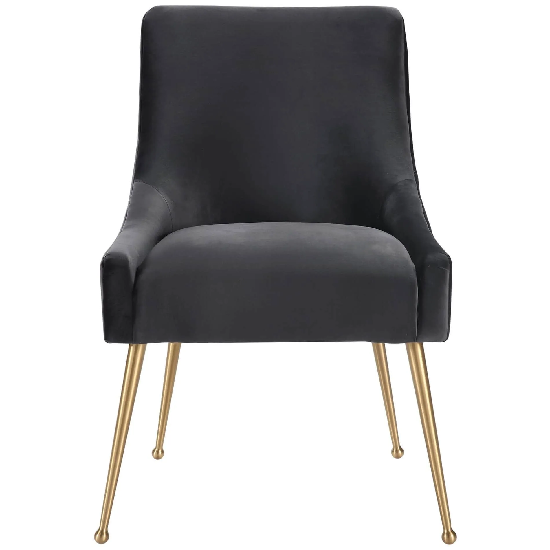 Beatrix Side Chair, Dark Grey/Brushed Gold Base