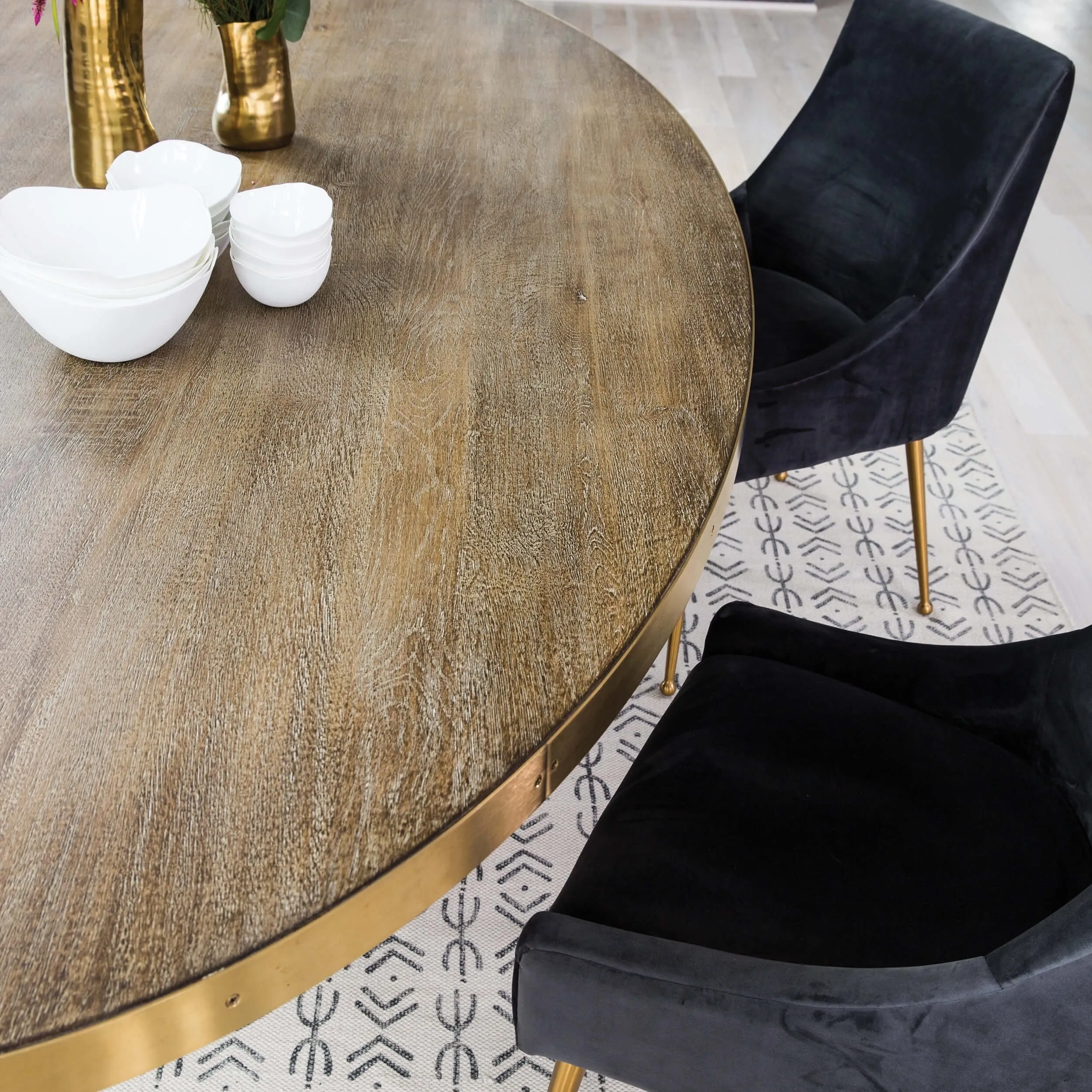 Beatrix Side Chair, Dark Grey/Brushed Gold Base