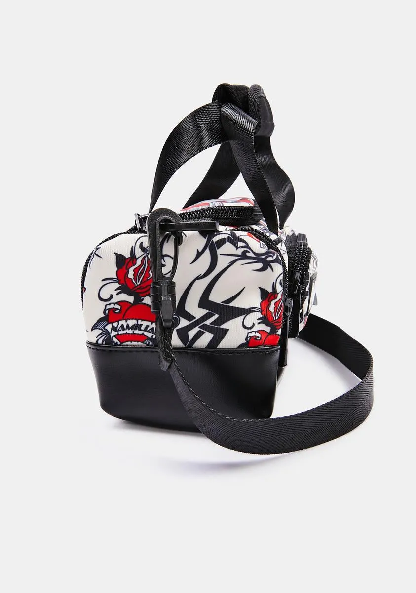 Beige Tattoo Rose Mini Gym Bag