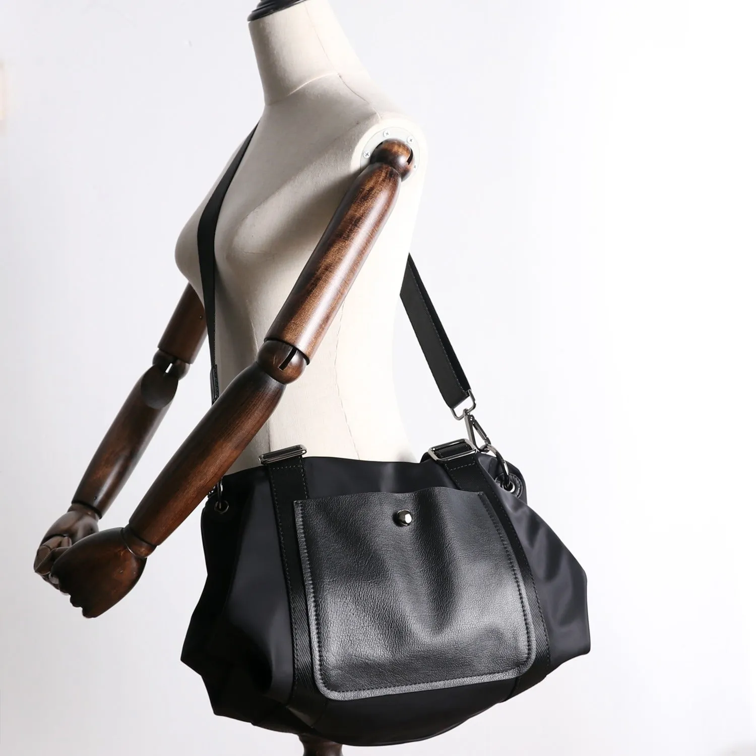 Black Nylon Shoulder Bag Handbag Black Crossbody Nylon Bag Women's Nylon Crossbody Bag