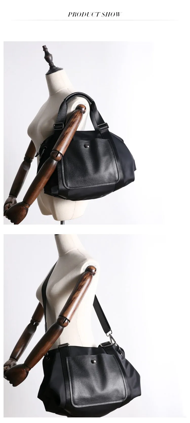 Black Nylon Shoulder Bag Handbag Black Crossbody Nylon Bag Women's Nylon Crossbody Bag