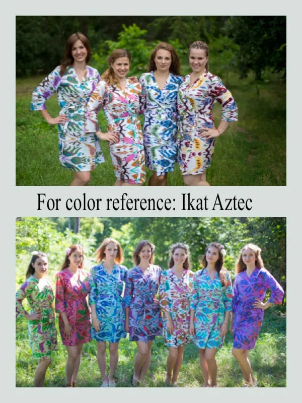 Blue Charming Collars Style Caftan in Ikat Aztec Pattern