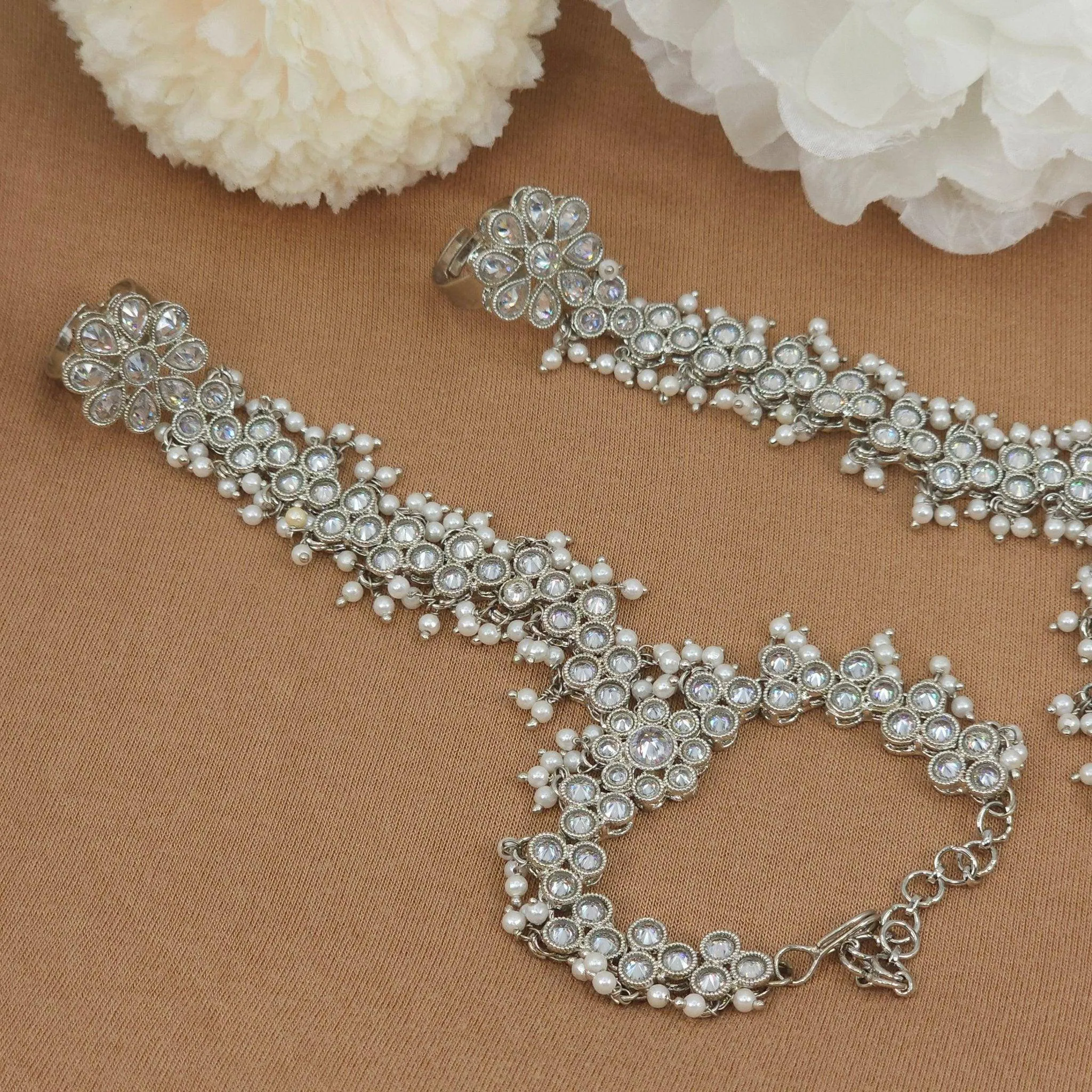 Buttercup Silver Polki Hand Pieces