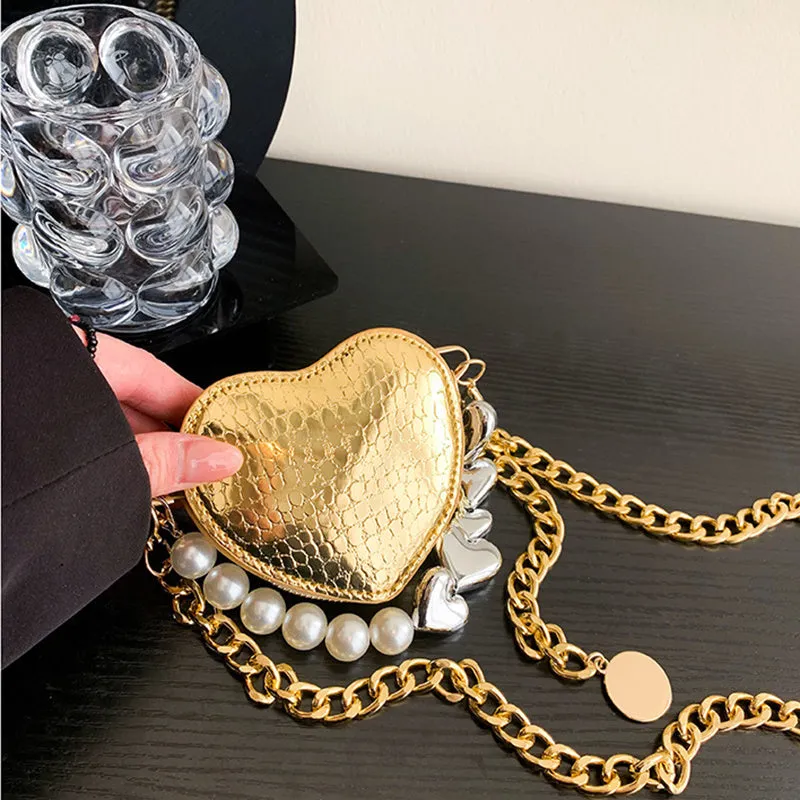 Buy Mini Love Shape Pearls Handbag (Cute Candy Color, Chain Design) Online - FashionZapp