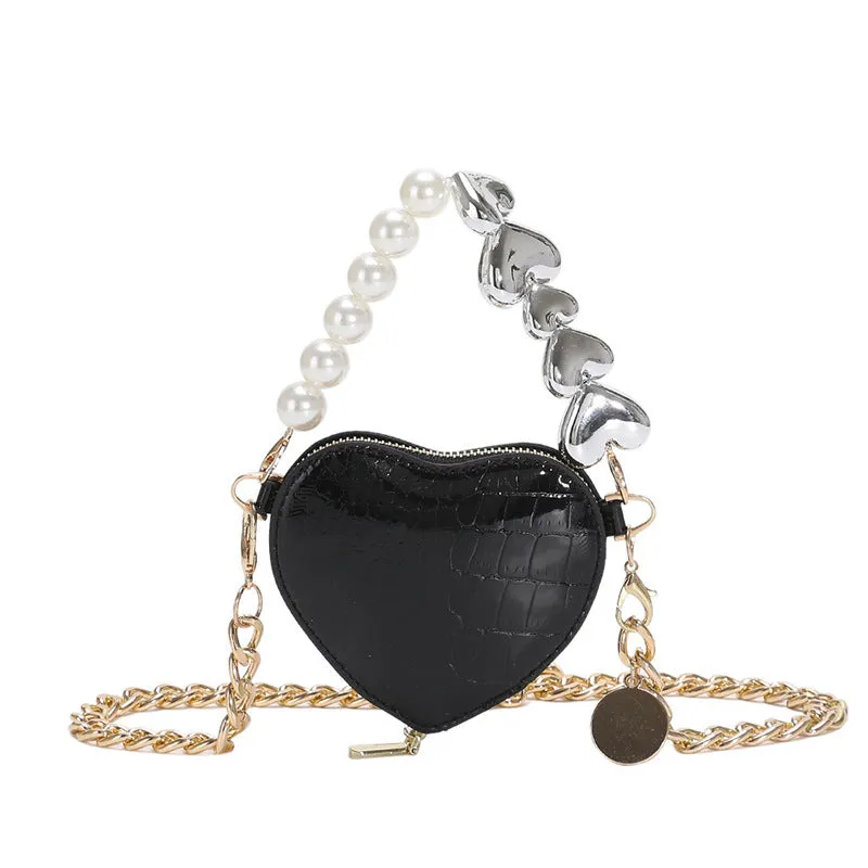Buy Mini Love Shape Pearls Handbag (Cute Candy Color, Chain Design) Online - FashionZapp