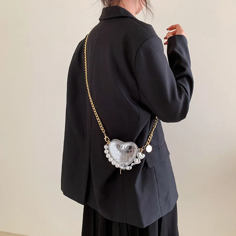 Buy Mini Love Shape Pearls Handbag (Cute Candy Color, Chain Design) Online - FashionZapp