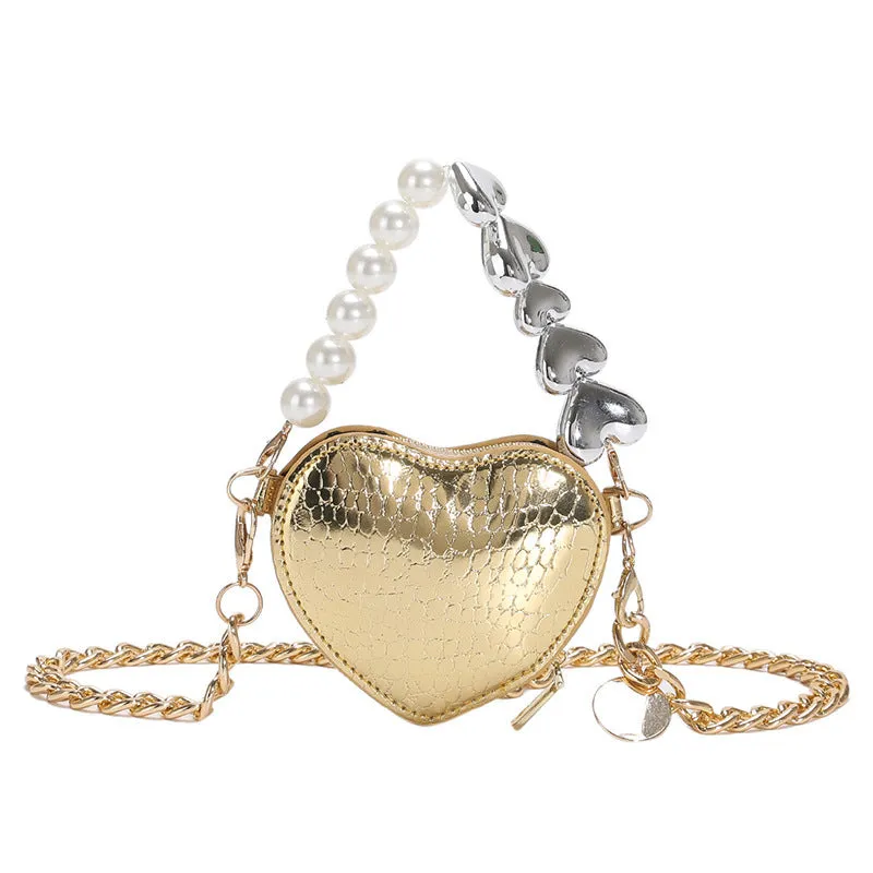 Buy Mini Love Shape Pearls Handbag (Cute Candy Color, Chain Design) Online - FashionZapp