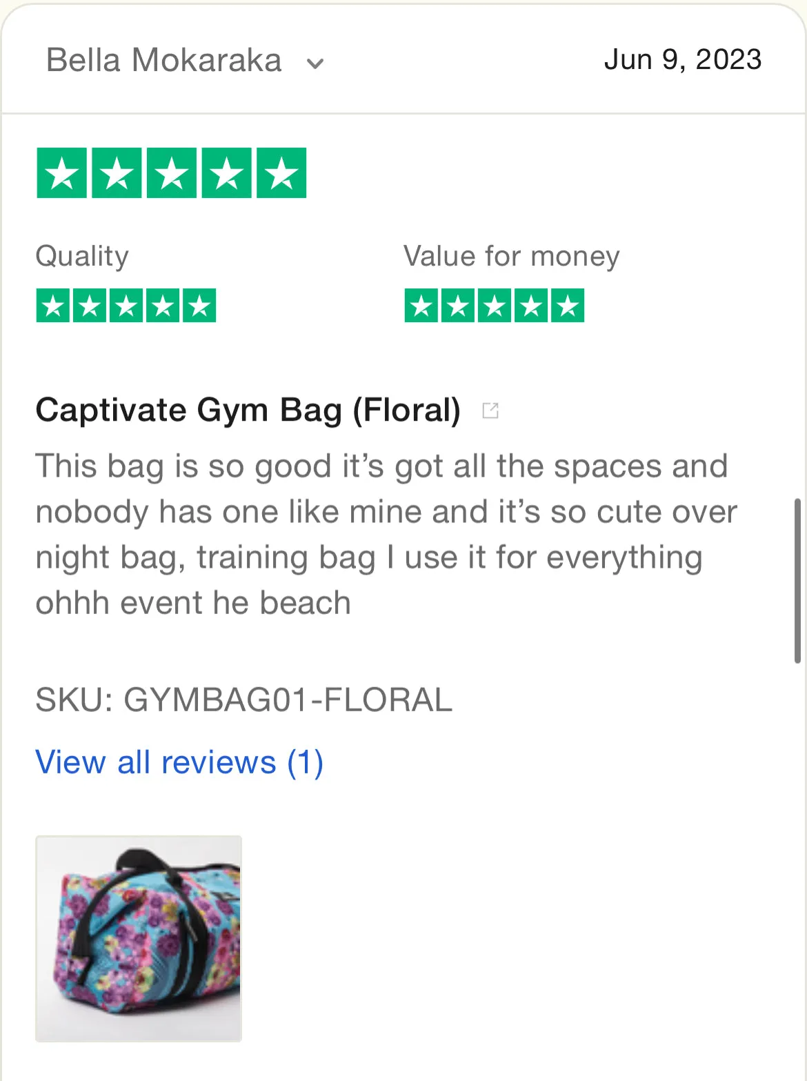 Captivate Gym Bag (Floral)