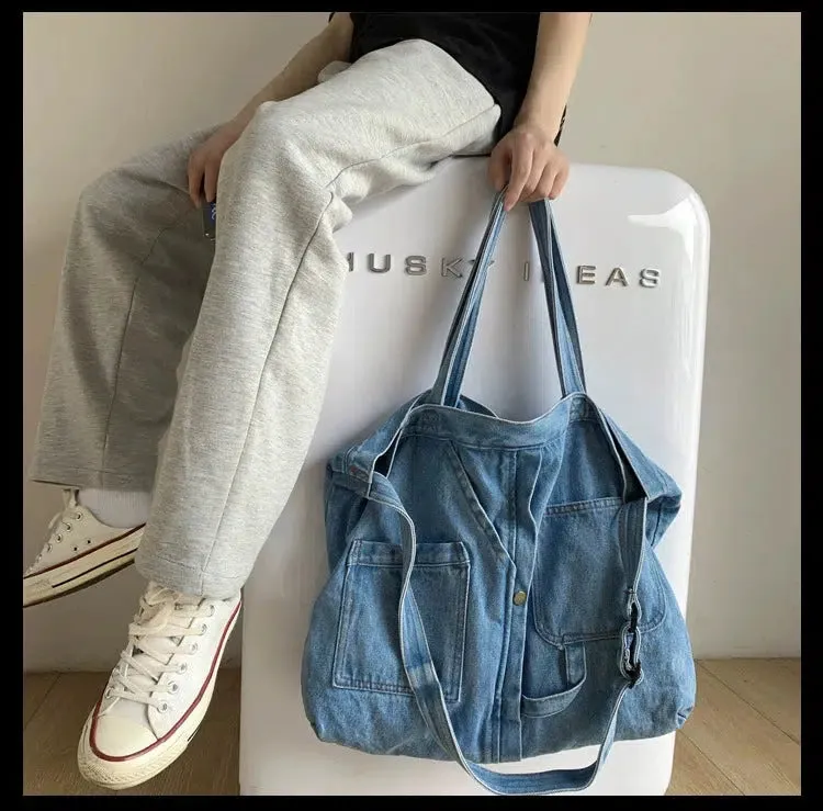 Casual Pocket Canvas Tote Bag