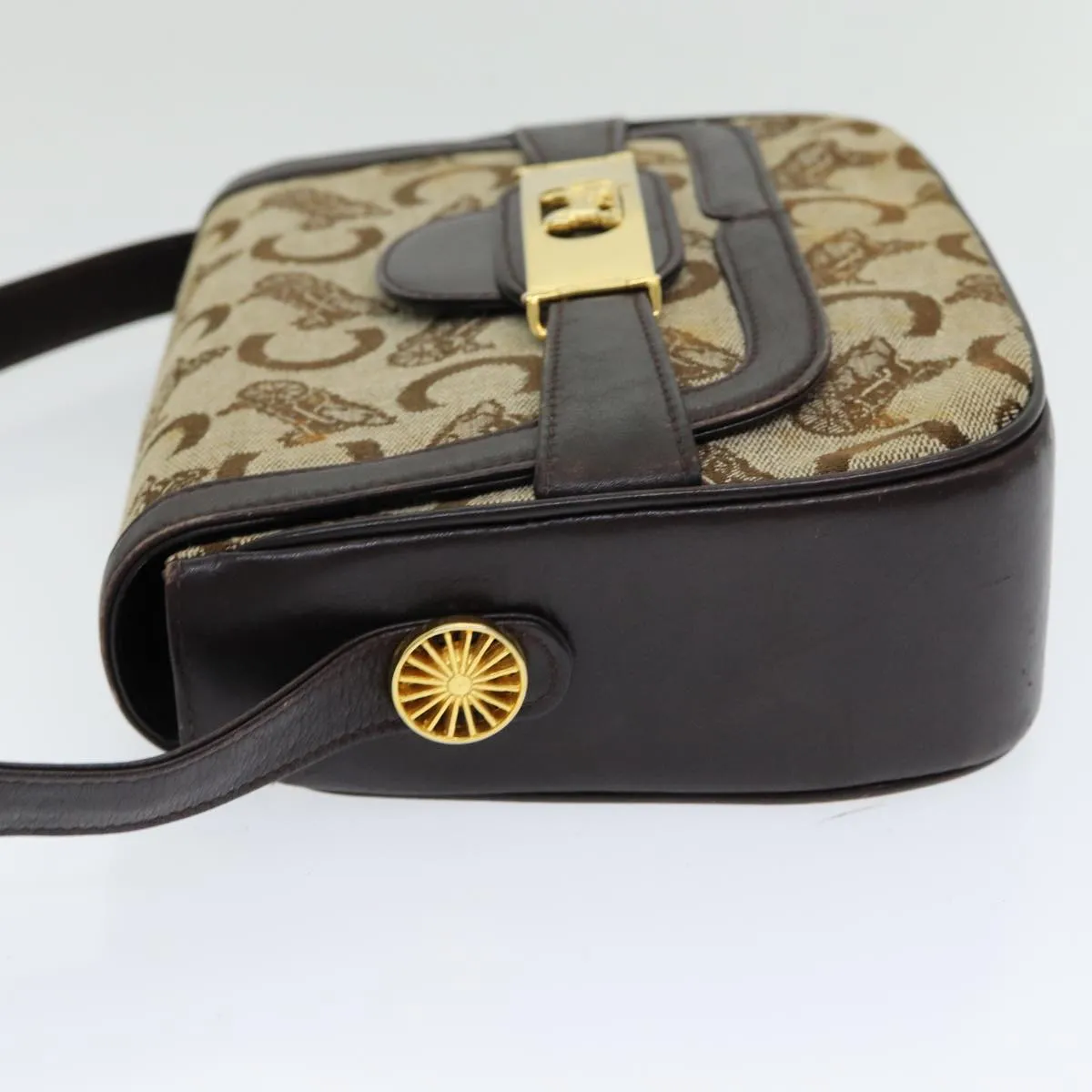 CELINE C Sulky Shoulder Bag Canvas Beige Auth ar12163