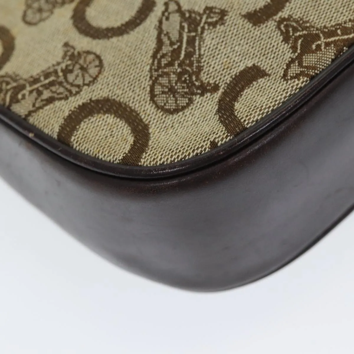 CELINE C Sulky Shoulder Bag Canvas Beige Auth ar12163
