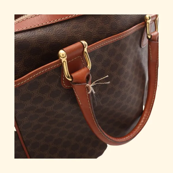 Celine Macadam Handbag PVC Leather Dark Brown
