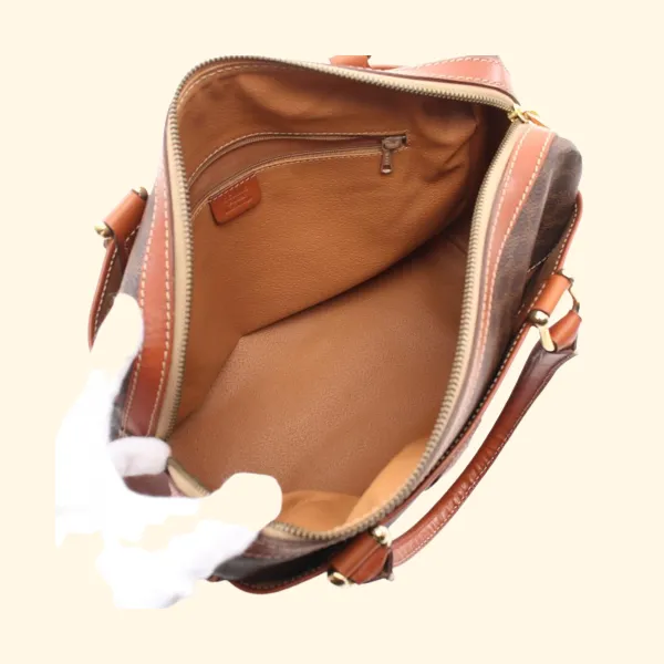 Celine Macadam Handbag PVC Leather Dark Brown