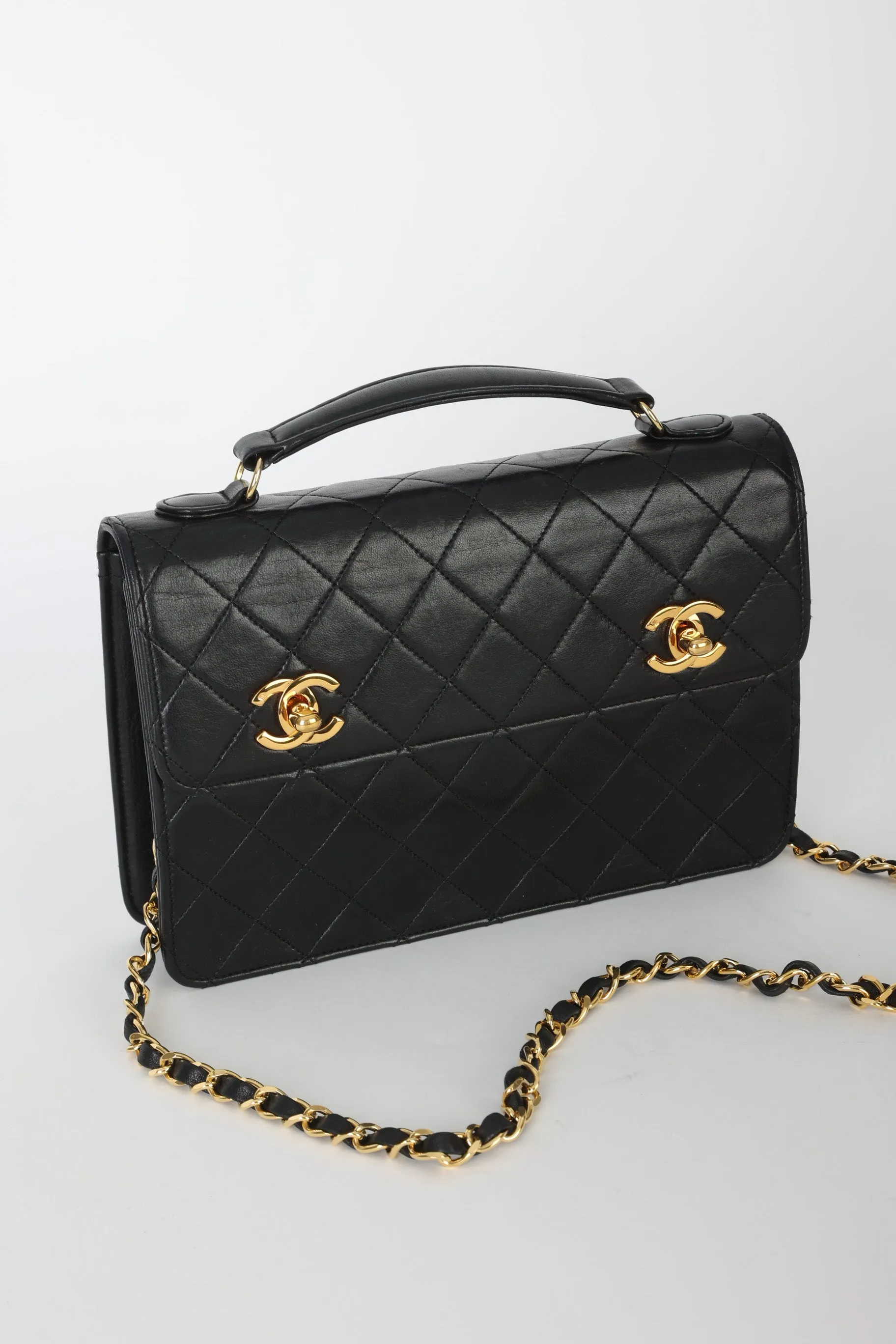 Chanel Lambskin Double Turnlock Mini Briefcase