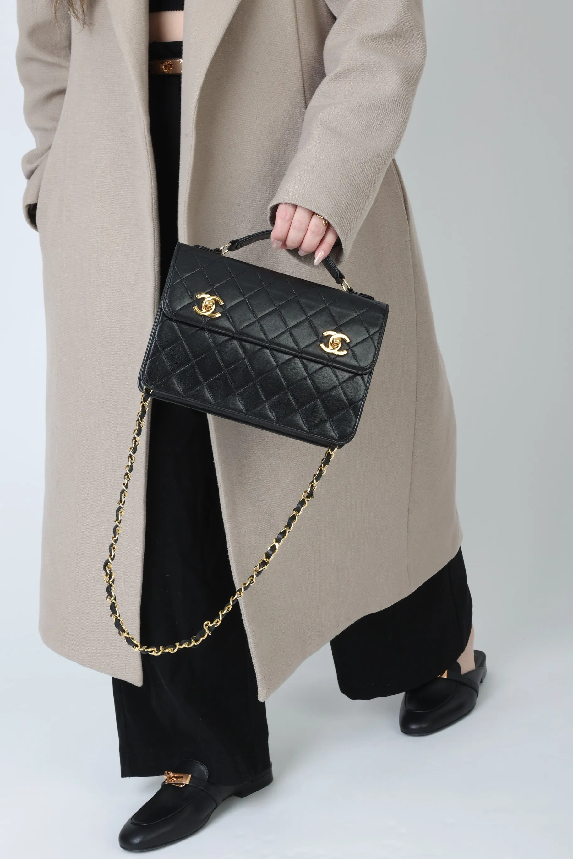 Chanel Lambskin Double Turnlock Mini Briefcase