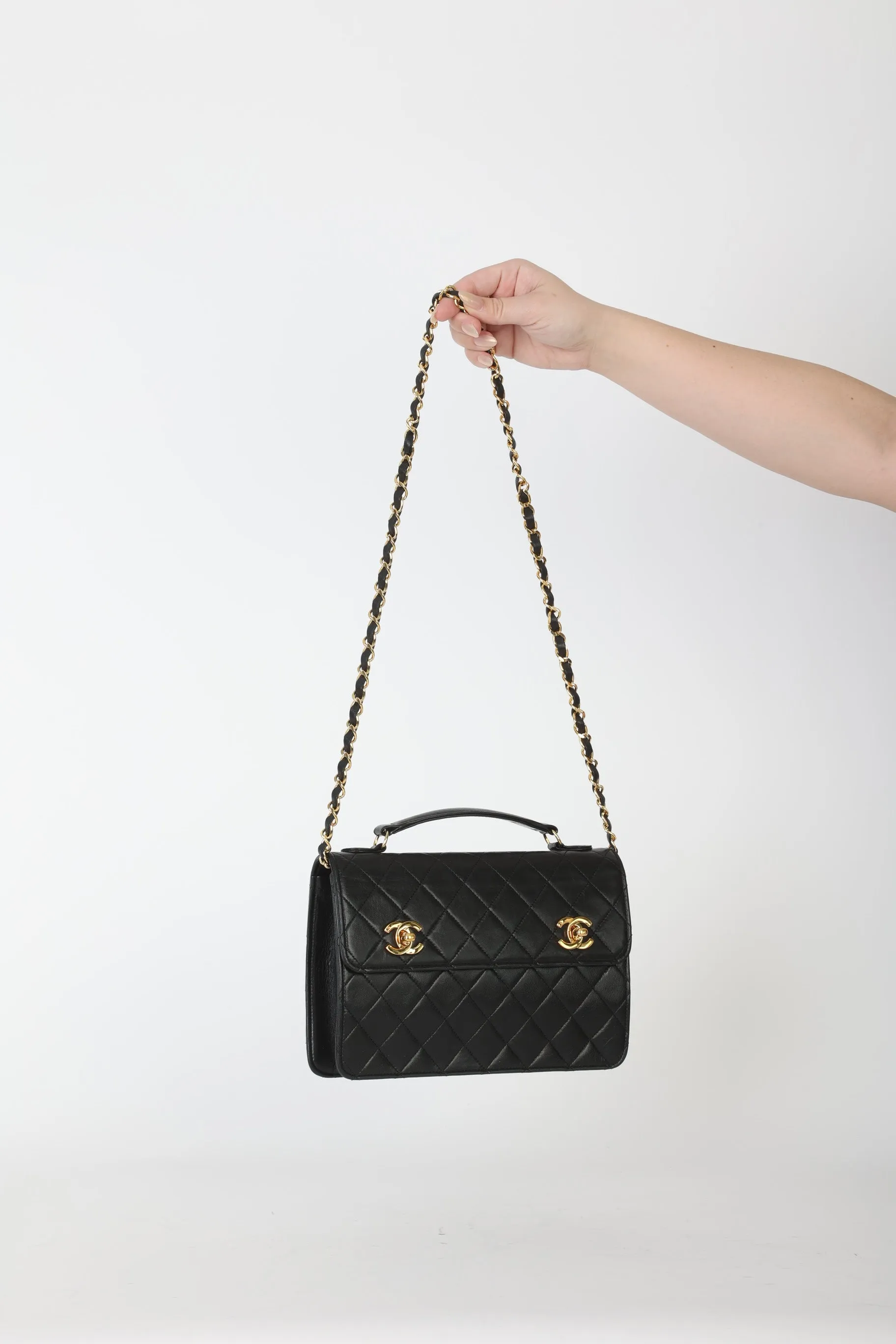 Chanel Lambskin Double Turnlock Mini Briefcase