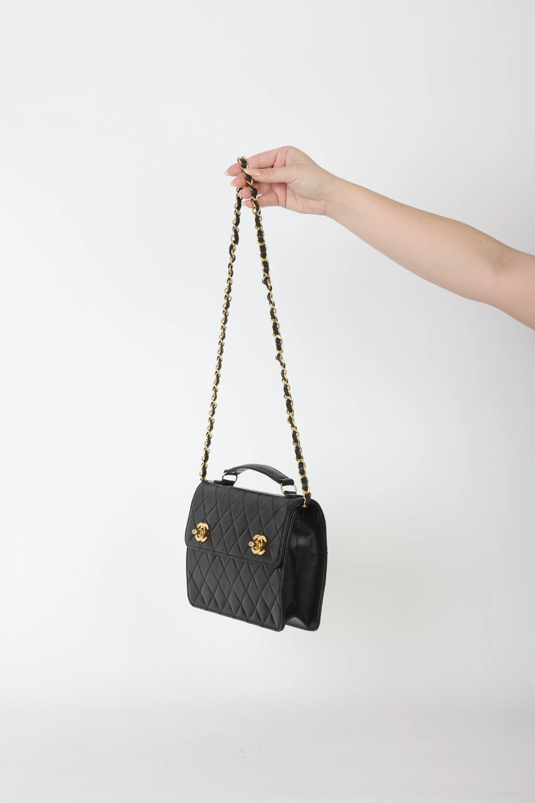 Chanel Lambskin Double Turnlock Mini Briefcase
