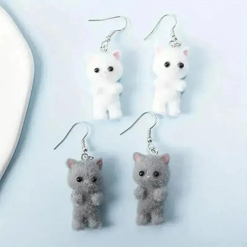 Charming Resin 3D Cat Earrings