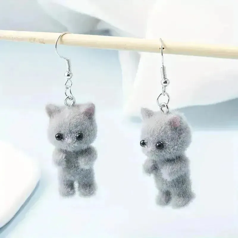 Charming Resin 3D Cat Earrings