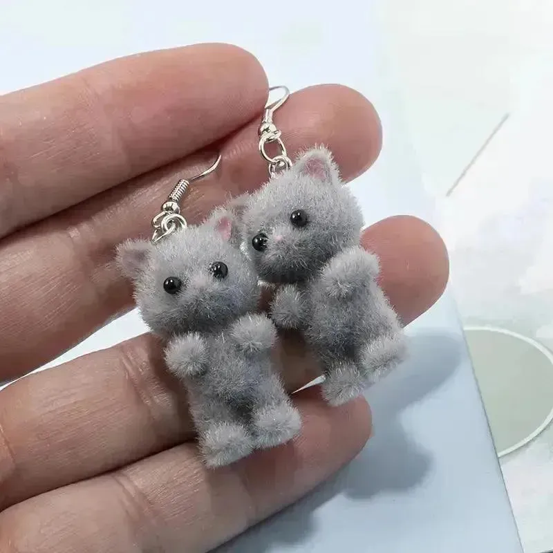 Charming Resin 3D Cat Earrings