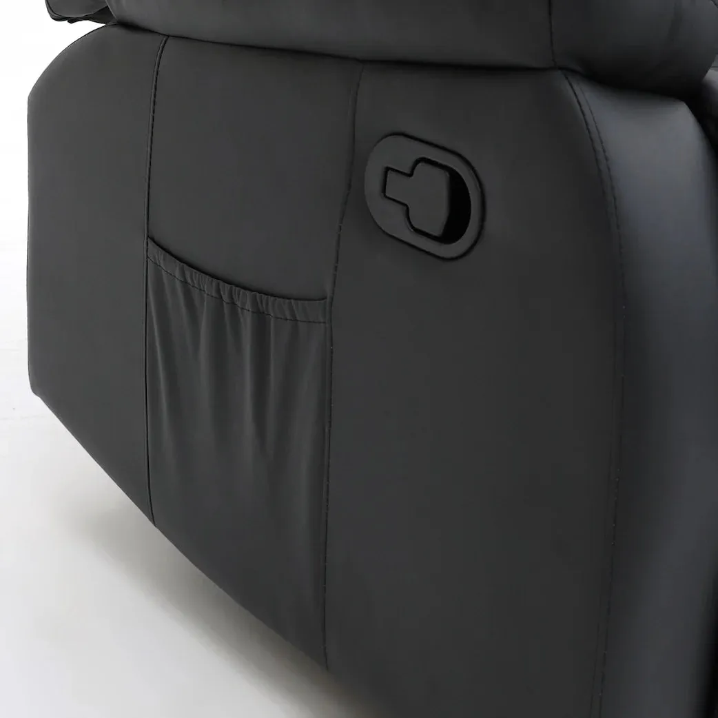 Chicago Manual Recliner Sofa - Black 2 Seater