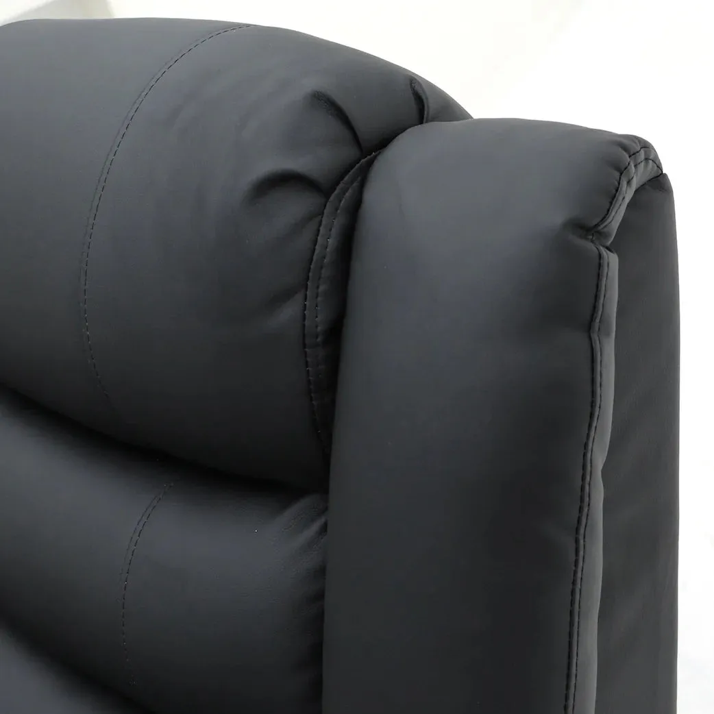 Chicago Manual Recliner Sofa - Black 2 Seater