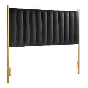 Chloe Contemporary/Glam Headboard in Gold Steel and Black Velvet by LumiSource